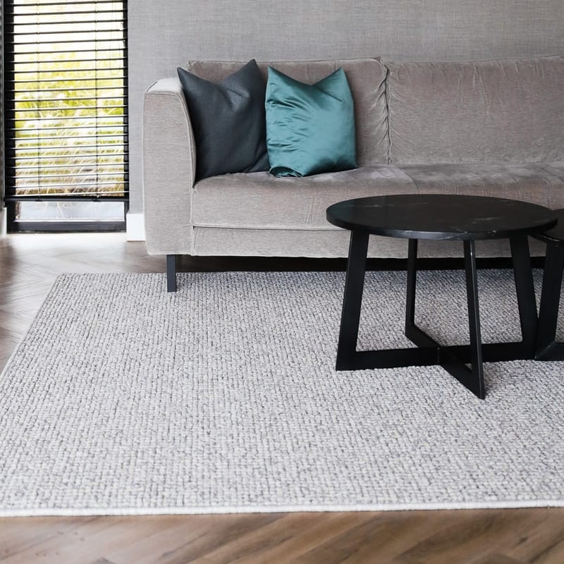 Natural Life 20 Lichtgrijze mix - Vloerkleed wollen look met noppenstructuur