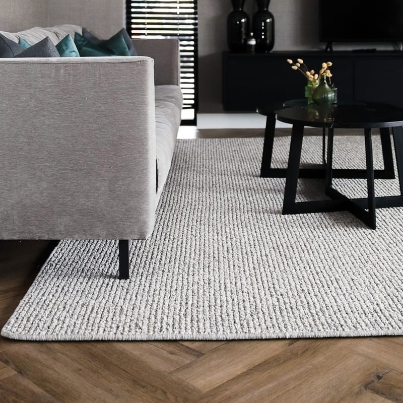 Natural Life 20 Lichtgrijze mix - Vloerkleed wollen look met noppenstructuur