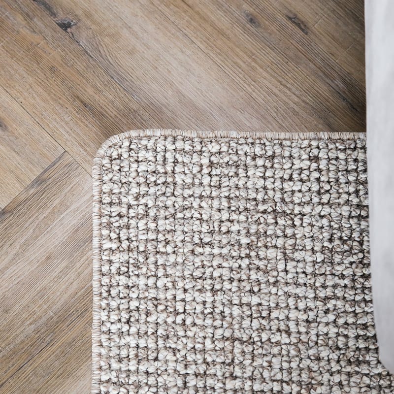 Natural Life 18 Wit/Bruin - Vloerkleed wollen look met noppenstructuur
