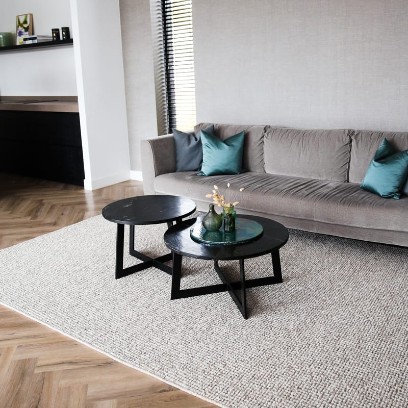 Natural Life 18 Wit/Bruin - Vloerkleed wollen look met noppenstructuur