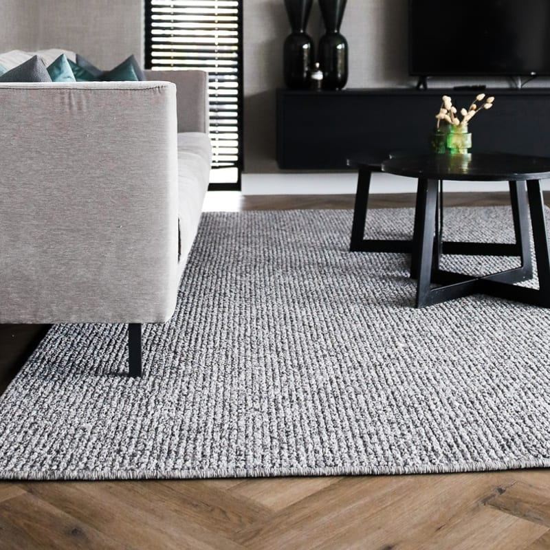 Natural Life 22 Grijze mix - Vloerkleed wollen look met noppenstructuur
