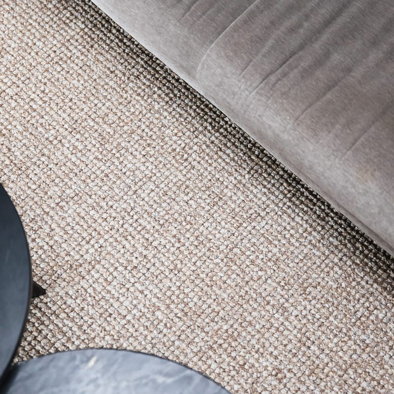 Natural Life 16 Grijs/Oranje - Rond vloerkleed wollen look met noppenstructuur