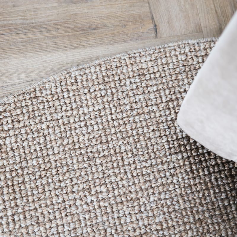 Natural Life 16 Grijs/Oranje - Rond vloerkleed wollen look met noppenstructuur