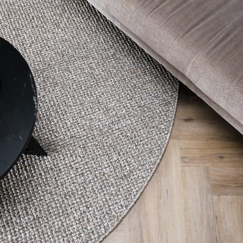 Natural Life 14 Bruine Mix - Rond vloerkleed wollen look met noppenstructuur
