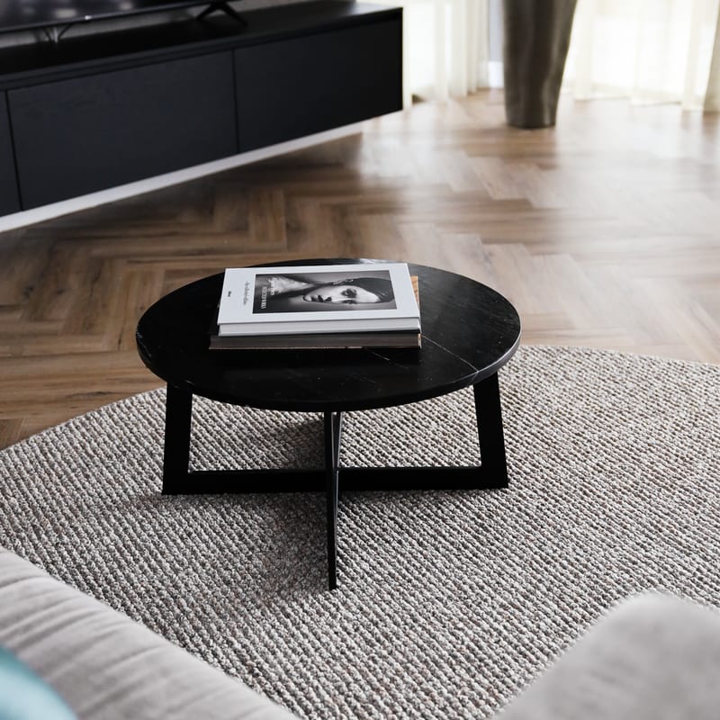 Natural Life 14 Bruine Mix - Rond vloerkleed wollen look met noppenstructuur