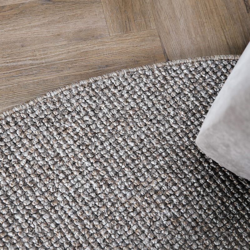 Natural Life 14 Bruine Mix - Rond vloerkleed wollen look met noppenstructuur