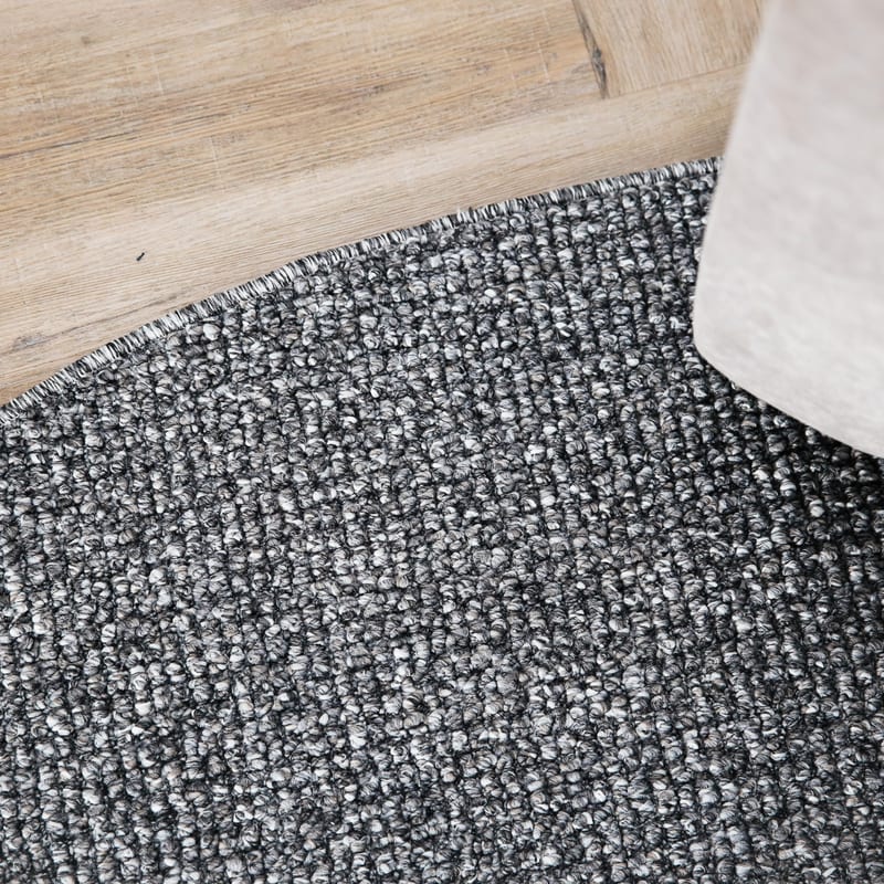 Natural Life 21 Donkergrijs - Rond vloerkleed wollen look met noppenstructuur