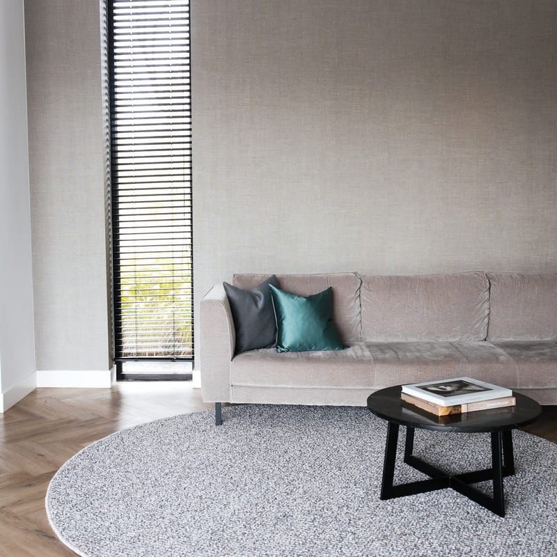 Natural Life 22 Grijze mix - Rond vloerkleed wollen look met noppenstructuur