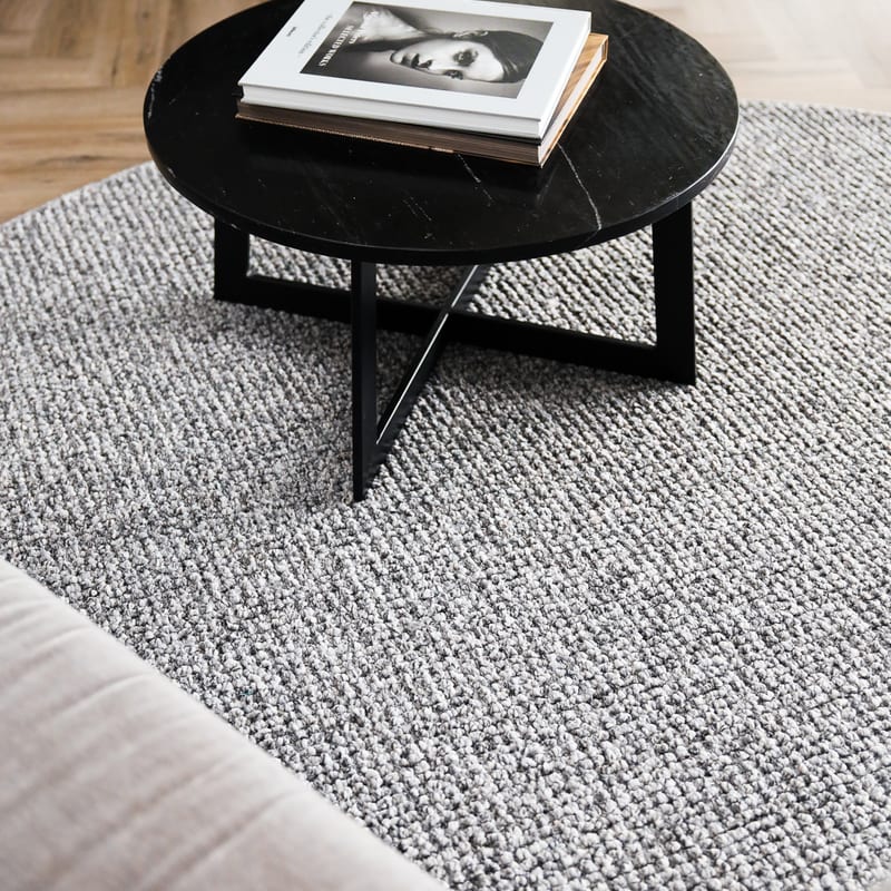 Natural Life 22 Grijze mix - Rond vloerkleed wollen look met noppenstructuur
