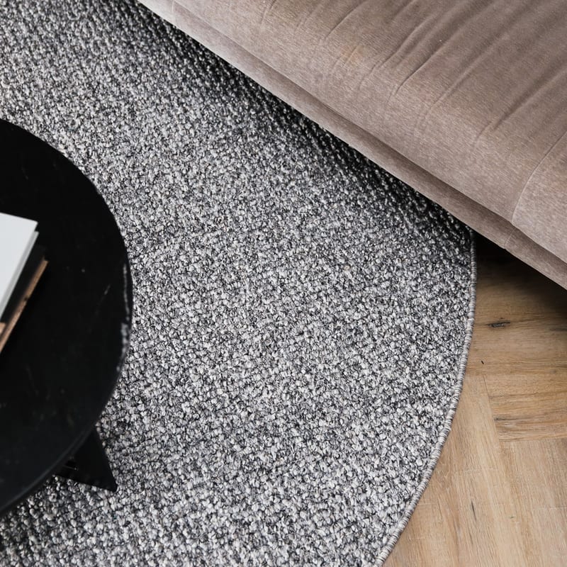Natural Life 22 Grijze mix - Rond vloerkleed wollen look met noppenstructuur