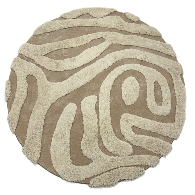 Brera 12 - Rond carved vloerkleed met patroon in crème