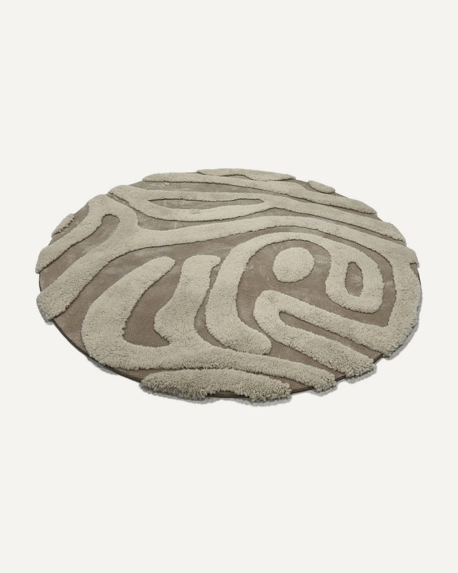 Brera 12 - Rond carved vloerkleed met patroon in crème