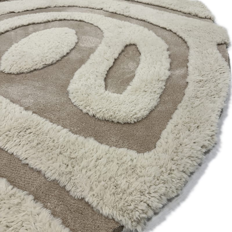 Brera 12 - Rond carved vloerkleed met patroon in crème