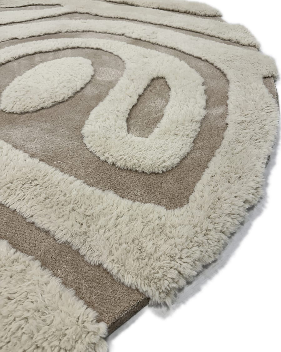 Brera 12 - Rond carved vloerkleed met patroon in crème
