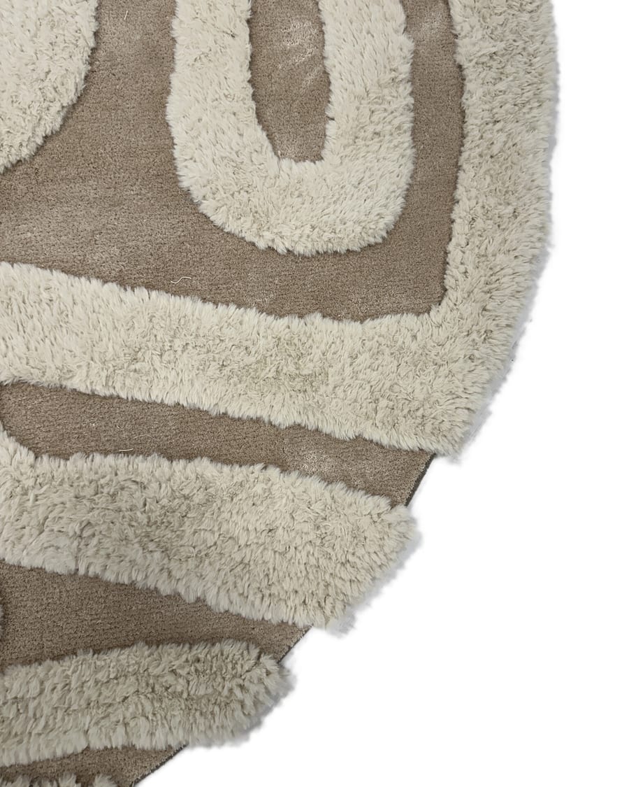 Brera 12 - Rond carved vloerkleed met patroon in crème