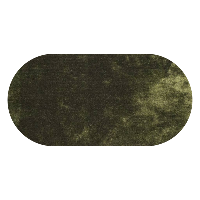 Ross 55 - Hoogpolig ovaal vloerkleed in antraciet/groene kleursamenstelling