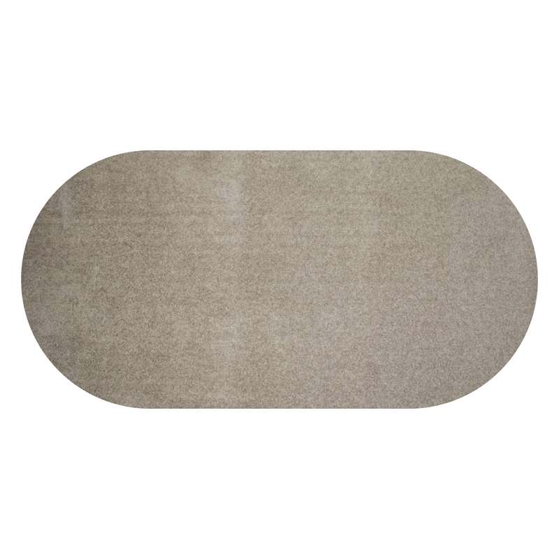 Ross 16 - Uniek hoogpolig ovaal vloerkleed in beige/grijze kleurensamenstelling