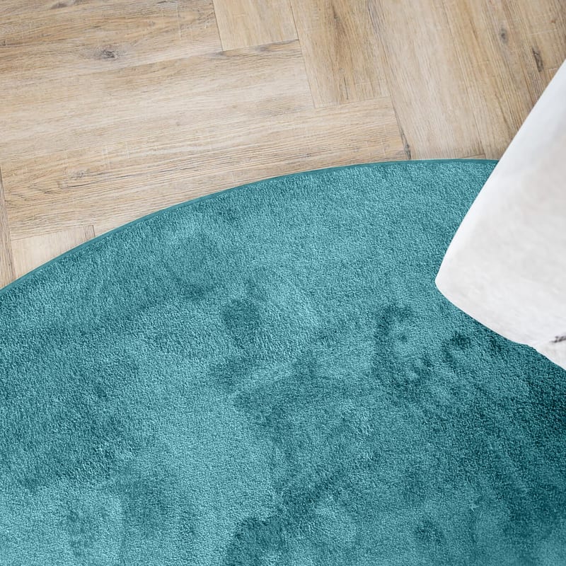 Frisco 32 - Rond effen vloerkleed in turquoise
