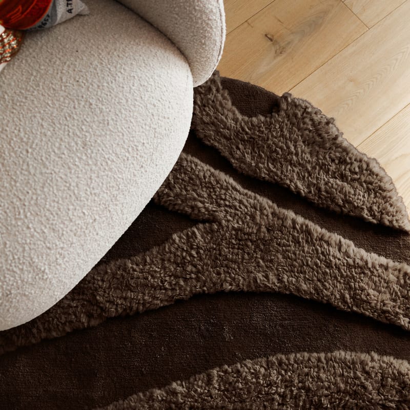 Brera 18 - Rond carved vloerkleed met patroon in bruin
