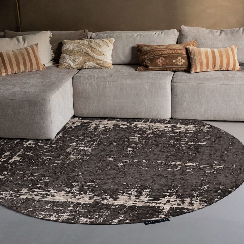 Prosper 25 Black- Rond vloerkleed Mart Visser