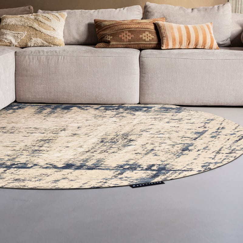 Prosper 37 Indigo Grey- Rond vloerkleed Mart Visser