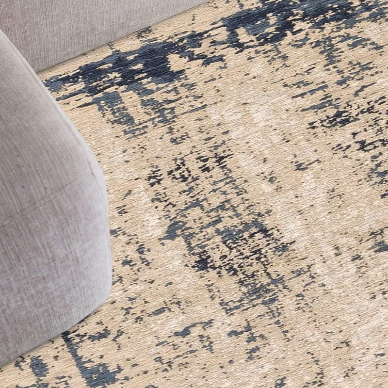 Prosper 37 Indigo Grey- Rond vloerkleed Mart Visser