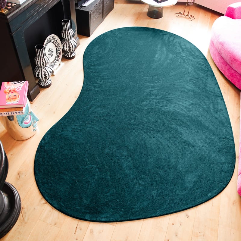Vloerkleed in Organische Vorm in de kleur Petrol - Lunar 33