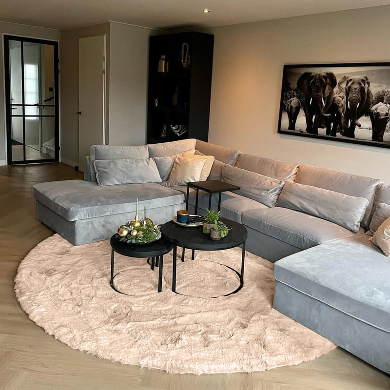 Hampton Soft Cream 12 - Rond hoogpolig vloerkleed