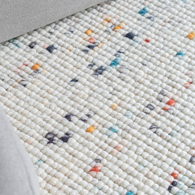 Beach Life 95 - Rond Wollen vloerkleed in Multi/Witte kleurstelling
