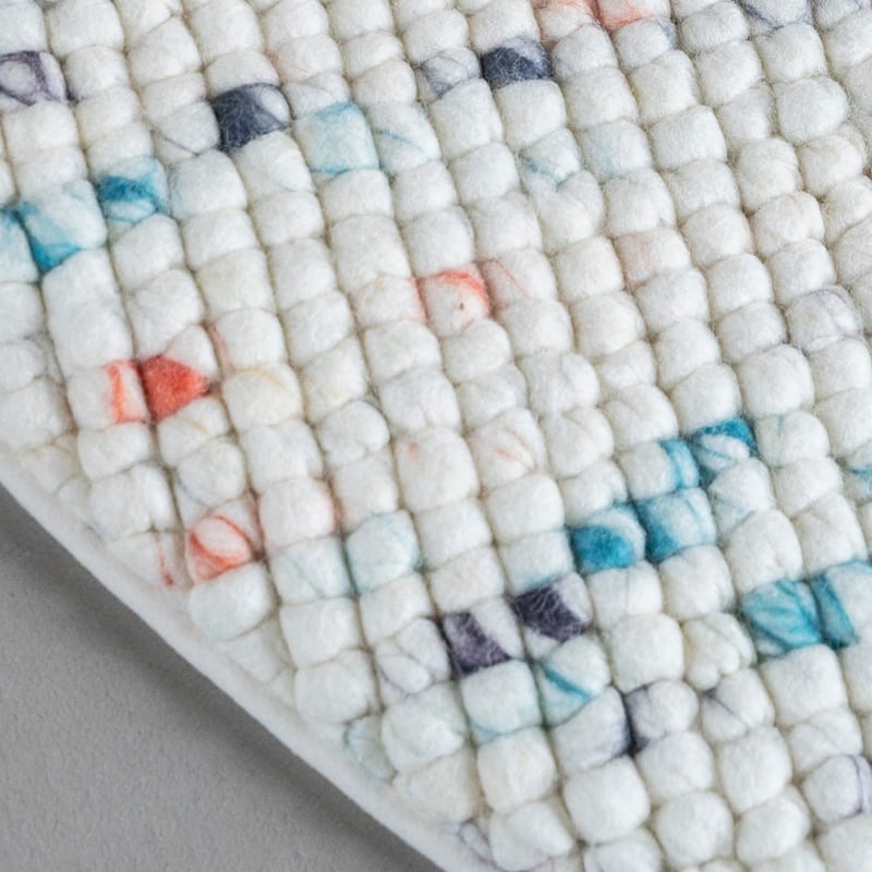 Beach Life 95 - Rond Wollen vloerkleed in Multi/Witte kleurstelling