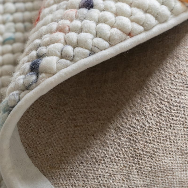 Beach Life 95 - Rond Wollen vloerkleed in Multi/Witte kleurstelling