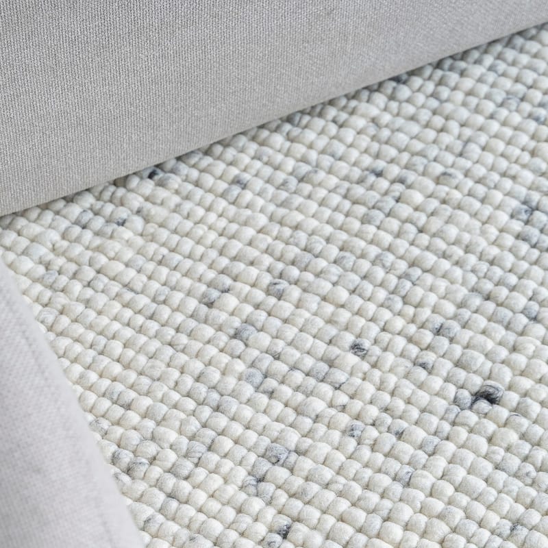 Beach Life 20 - Rond Wollen vloerkleed in Wit-Marmeren kleurstelling