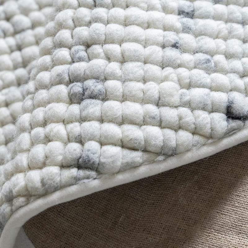 Beach Life 20 - Rond Wollen vloerkleed in Wit-Marmeren kleurstelling