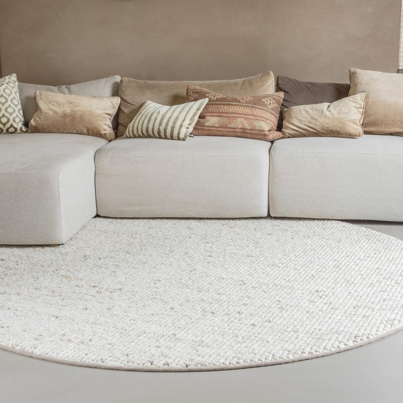 Beach Life 13 - Rond Wollen vloerkleed in Beige kleurstelling