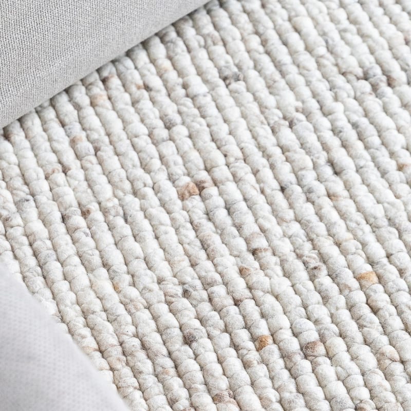 Beach Life 13 - Rond Wollen vloerkleed in Beige kleurstelling