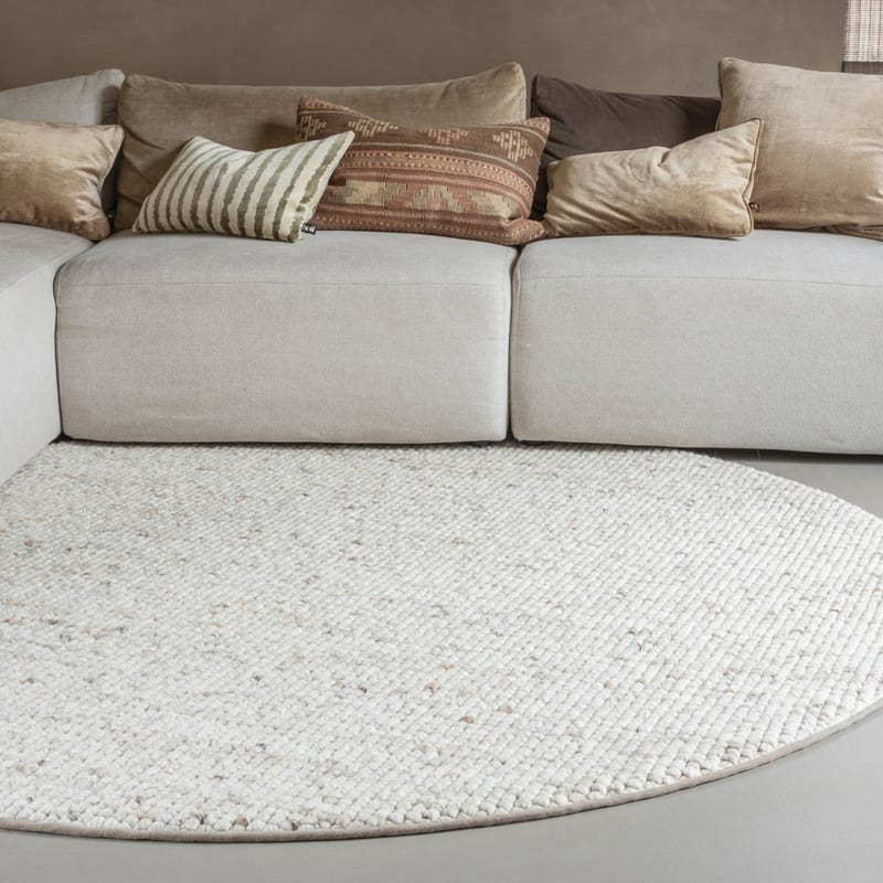 Beach Life 13 - Rond Wollen vloerkleed in Beige kleurstelling