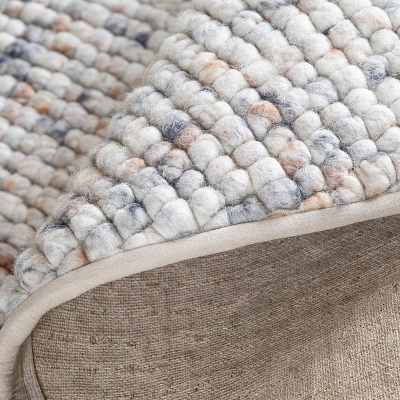 Beach Life 16 - Rond Wollen vloerkleed in Beige-Mix kleursamenstelling