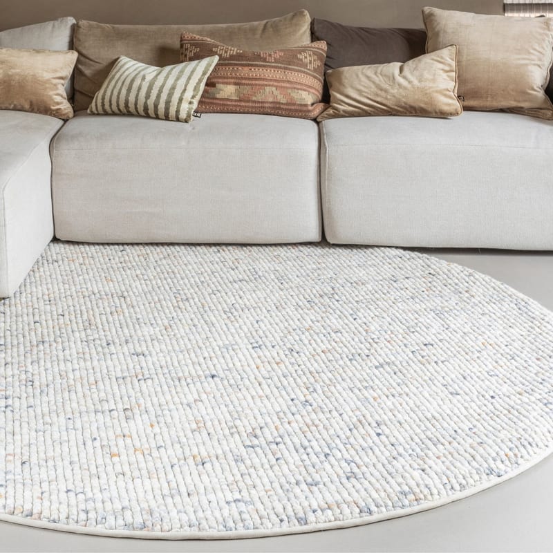 Beach Life 16 - Rond Wollen vloerkleed in Beige-Mix kleursamenstelling