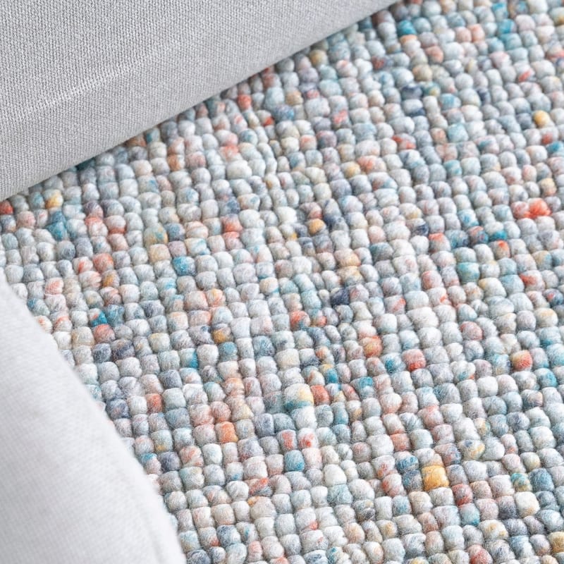 Beach Life 95 - Rond Wollen vloerkleed in Grijs/Multi kleurstelling