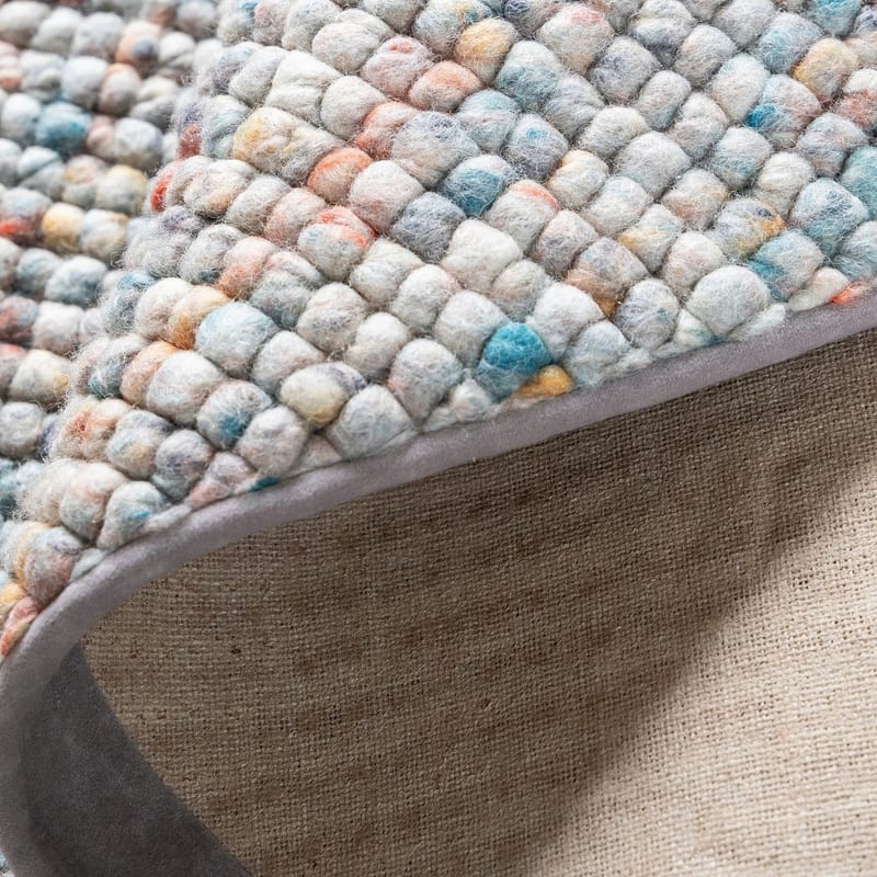 Beach Life 95 - Rond Wollen vloerkleed in Grijs/Multi kleurstelling