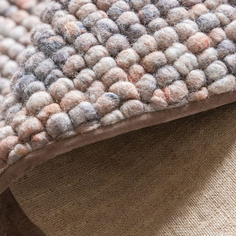 Beach Life 93 - Rond Wollen vloerkleed in Beige/ soft pink
