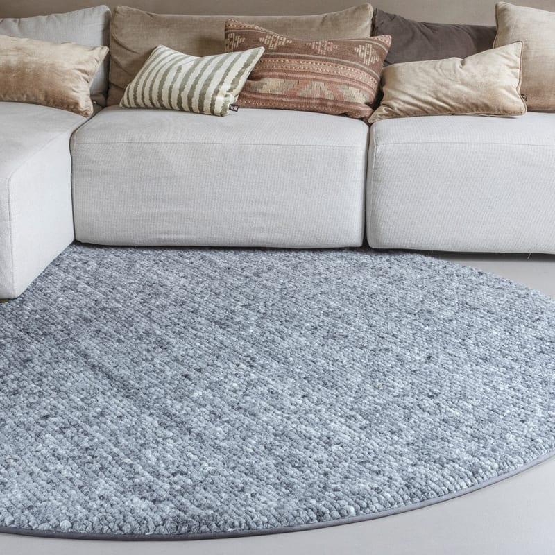 Beach Life 21 - Rond Wollen vloerkleed in Grijze kleurstelling