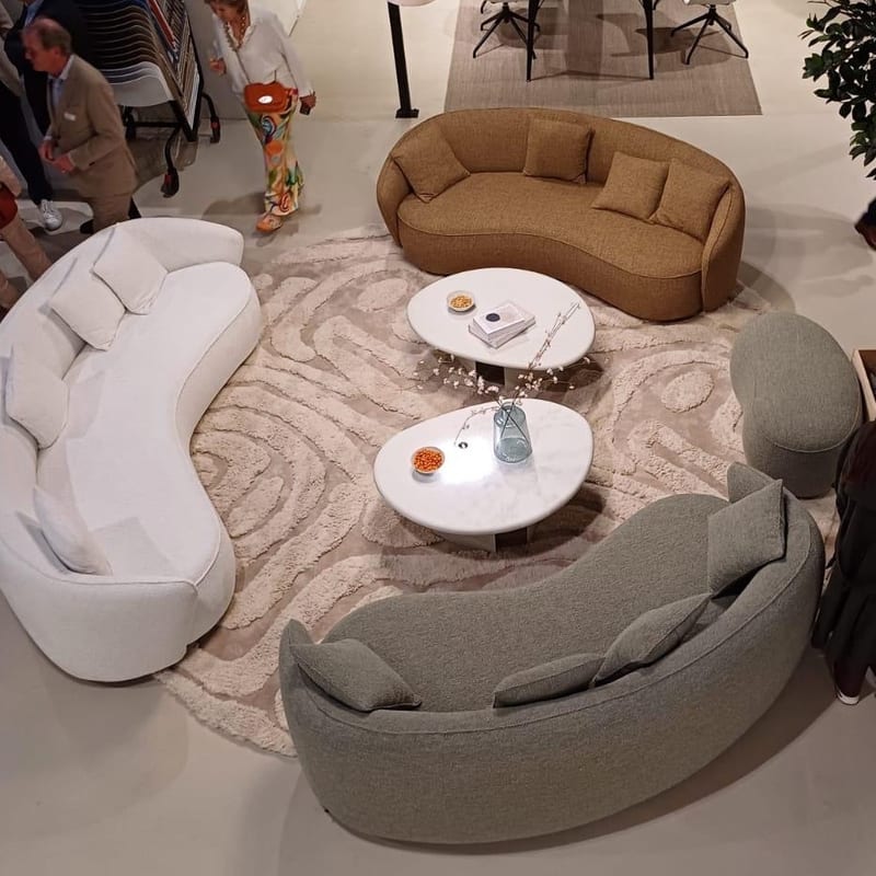 Brera 12 - Rond carved vloerkleed met patroon in crème