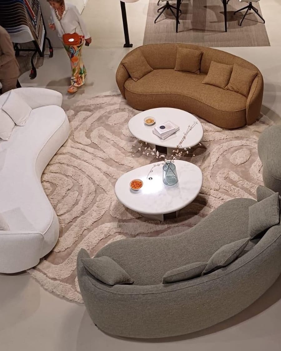 Brera 12 - Rond carved vloerkleed met patroon in crème