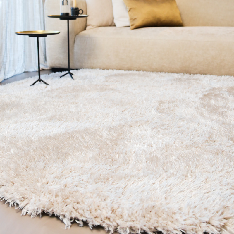 Lima 12 - Hoogpolig Rond Vloerkleed in Beige