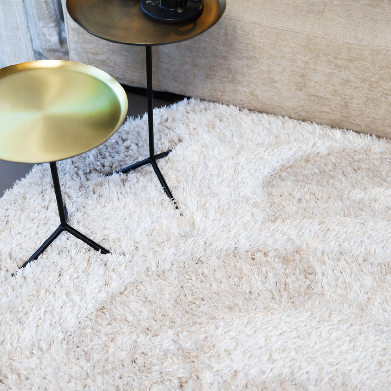 Lima 12 - Hoogpolig Rond Vloerkleed in Beige