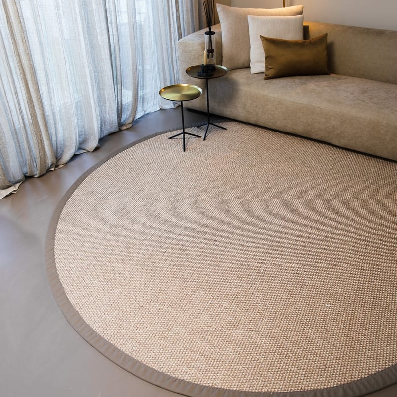 Lago 21 -  Rond  sisal vloerkleed in het zilvergrijs met taupe band