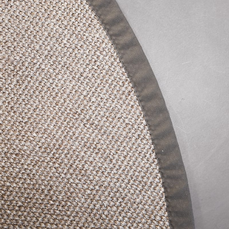 Lago 21 -  Rond  sisal vloerkleed in het zilvergrijs met taupe band