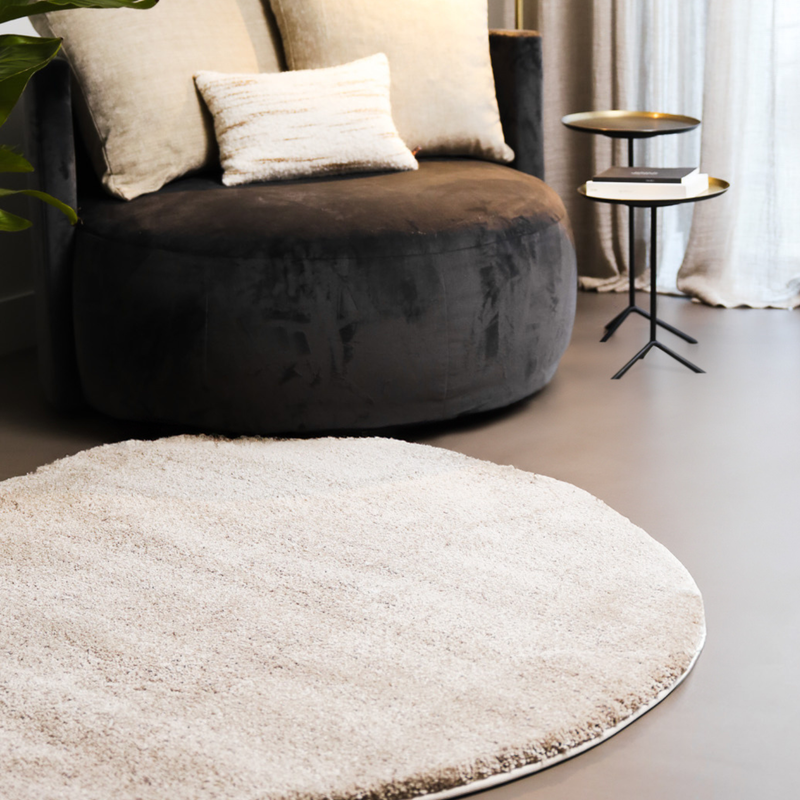 Amerie 14 - Rond Hoogpolig vloerkleed in Beige