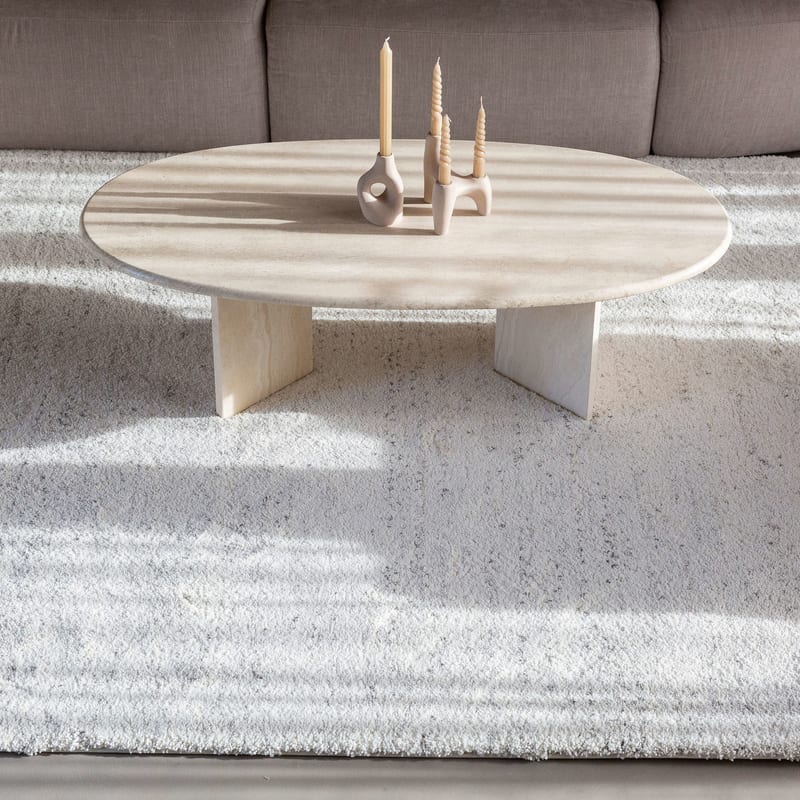 Amerie 11 - Hoogpolig vloerkleed in Zuiverwit met grijs